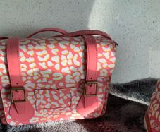 Dr Martens / Docs Candy Pink, White and Orange Leopard Print 11" Leather Bag