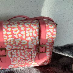 Dr Martens / Docs Candy Pink, White and Orange Leopard Print 11" Leather Bag