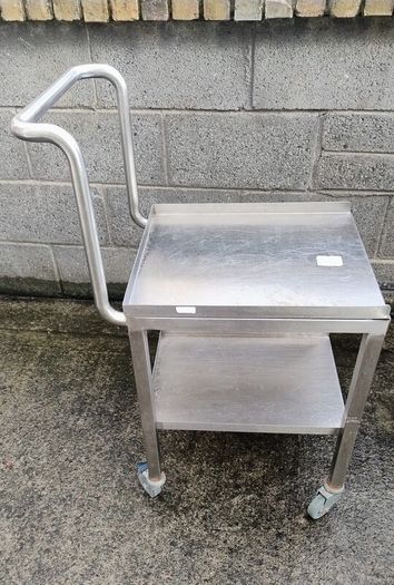 Stainless Steel 2 Tier Table On Caster Wheels With Handle