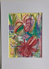 Mothers Day Offer Original art Original Floral Artwork on paper A4 Mounted contemporary Irish Art abstract painting