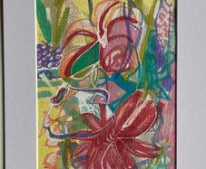Original art Original Floral Artwork on paper A4 Mounted contemporary Irish Art abstract painting
