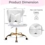 Vanity Chair with Gold Wheels & Bow Pillow, Fluffy Desk Chairs for Home Office & Bedroom, Height Adjustable& Easy to Assemble,White Image 3