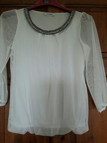 Cream top with diamonte detail Size 12