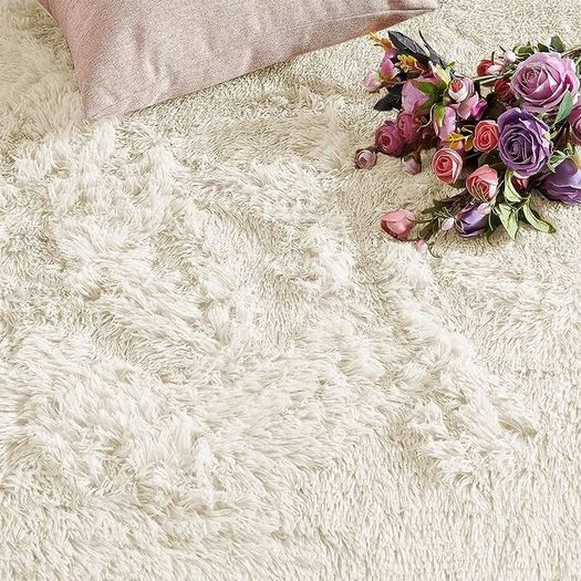 Area Rugs 50x80cm for Bedroom Anti Slip Modern Super Soft Thick Pile Small Fluffy Shaggy Rug Non Shedding