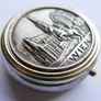 Vintage Wien Vienna Pill Box Pewter Top Trinket Box Travelers Souvenir Image 6