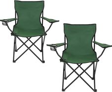 Camping Chairs 2Packs Outdoor Chairs Foldable Portable Lawn Chair Ultra-Light Easy to Carry Fishing Chairs with Beverage Holder Heavy Duty Green