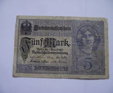Germany. Darlehnskassenschein 5 Mark (1.8.1917)