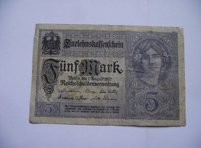Germany. Darlehnskassenschein 5 Mark (1.8.1917)