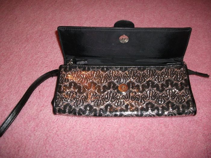 Bay black/silver clutch zip buckle bag + Purse
