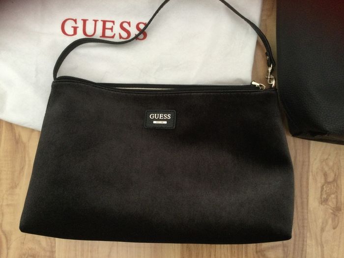 GUESS Bobbi reversible black velvet tote