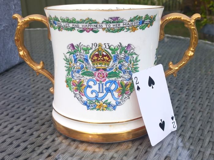 V large Hammersley bone china ER2 1952 loving cup