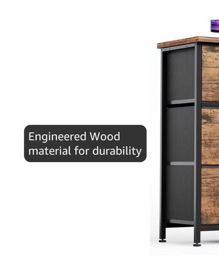 Chest of Drawers for Bedroom with 7 Drawers, Fabric Storage Drawer, Tall Brown Hallway Storage Unit
