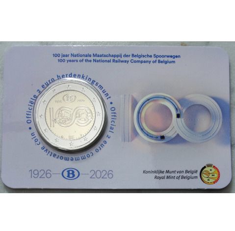 Belgium 2 Euro Brilliant Uncirculated Coin 2026 - 100 years NMBS (National Railway Company)
