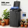 110 L Outdoor Bin with Dual Lid, Waterproof Plastic Trash Bin with Ashtray and Drip Tray, Garden Waste Trash Bin, Black Image 4