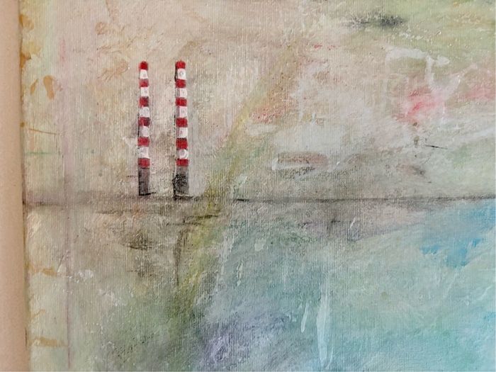 Original Irish art Poolbeg Chimneys Framed