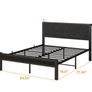 Double Bed Frame with Wooden Storage Shelf Headboard, Metal Platform Bed Frame Double Bed, No Box Spring Needed, Enhanced Support, Black Image 9