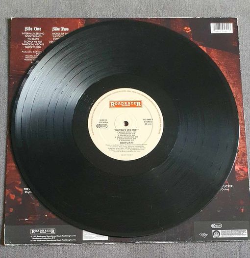Obituary Slowly We Rot. Original Roadracer Records 1989 Pressing  LP Super Rare Death Metal