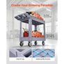 Utility Cart, 250 kg Capacity, 2 Tier Service Cart with 360 Swivel and Fixed Wheels (2 with Brakes), Heavy Duty Plastic Rolling with Storage Tray, Tool Storage for Garage Warehouse Workshop Image 2