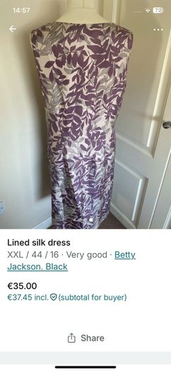 Betty Jackson Black lined silk dress - lilac- size 16