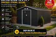 13 x 11ft Large Metal Garden Shed with Floor Foundation Double Doors Charcoal