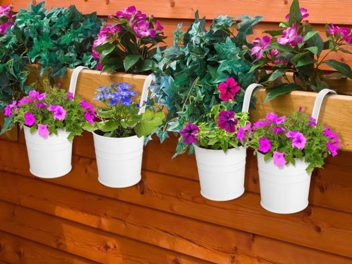 10Pack Metal Iron Hanging Flower Pots,Vase Hanging Balcony Garden Planter Holders With Detachable Handle and Drainage Hole, Outdoor Flower Pot For Fence Deck Balcony Garden Clay Home Decor (FREE POSTAGE)