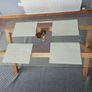 Glass and oak table Image 4