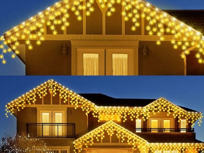 460 LEDs 17.5m/57Ft Icicle Outdoor Christmas Lights,Christmas Outdoor Lights Warm White with 8Modes Fairy Lights Plug in for Home/Window/Party (FREE POSTAGE)