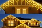 460 LEDs 17.5m/57Ft Icicle Outdoor Christmas Lights,Christmas Outdoor Lights Warm White with 8Modes Fairy Lights Plug in for Home/Window/Party (FREE POSTAGE)