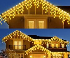 460 LEDs 17.5m/57Ft Icicle Outdoor Christmas Lights,Christmas Outdoor Lights Warm White with 8Modes Fairy Lights Plug in for Home/Window/Party (FREE POSTAGE)