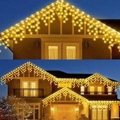 460 LEDs 17.5m/57Ft Icicle Outdoor Christmas Lights,Christmas Outdoor Lights Warm White with 8Modes Fairy Lights Plug in for Home/Window/Party (FREE POSTAGE)