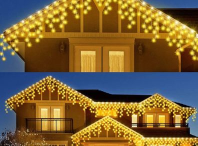 460 LEDs 17.5m/57Ft Icicle Outdoor Christmas Lights,Christmas Outdoor Lights Warm White with 8Modes Fairy Lights Plug in for Home/Window/Party (FREE POSTAGE)