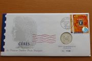 France Silver 1 franc Ceres 1999 Monnaie de Paris coin stamp cover