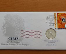 France Silver 1 franc Ceres 1999 Monnaie de Paris coin stamp cover
