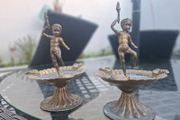 Unusual Pair of Vintage Brass Cherub Astray's made in Italy