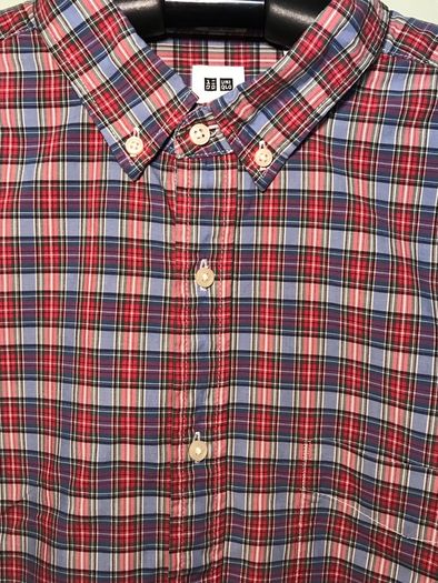 Uniqlo Mens Size Large Red Check Pattern Long Sleeve Shirt