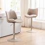 Bar Stools Set of 2, Modern Breakfast Barstools with Open Backrest, Swivel Adjustable PU Leather Counter Height Kitchen Stools for Home Bar with Metal Footrest, All Khaki Image 7