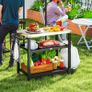 Outdoor Grill Dining Cart 3-Shelf Movable Pizza Oven Table Stand with Stainless Steel Top Image 10