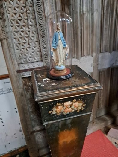 Vintage Wooden Statue/Bell Jar