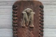VINTAGE leather M keyring