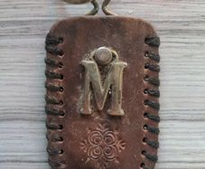 VINTAGE leather M keyring