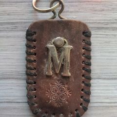 VINTAGE leather M keyring