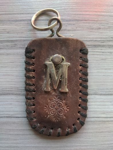 VINTAGE leather M keyring