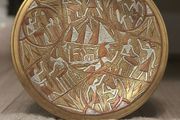 Antique Egyptian brass &amp; silver tray /plate/ dish .