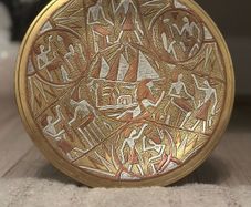Antique Egyptian brass & silver tray /plate/ dish .