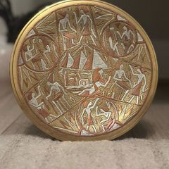 Antique Egyptian brass & silver tray /plate/ dish .