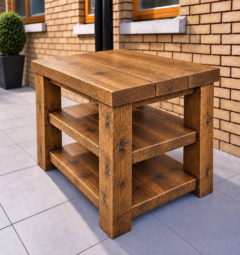 Handmade Rustic Solid Wood Kitchen Island - 900mm