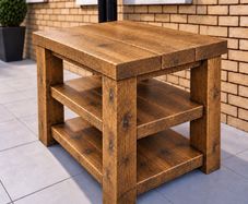 Handmade Rustic Solid Wood Kitchen Island - 900mm
