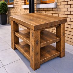 Handmade Rustic Solid Wood Kitchen Island - 900mm