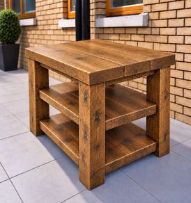 Handmade Rustic Solid Wood Kitchen Island - 900mm