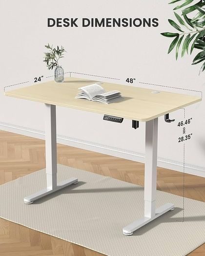 Height Adjustable Electric Standing Desk, 48 x 24 Inches Sit Stand up Desk, Memory Computer Home Office Desk